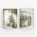 Italy Malta Olive Tree City Canvas Print | 2pcs Mediterranean Minimalist Wall Art Poster | Unframed Home Decor Gift