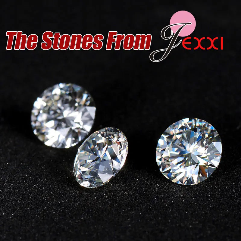 925 Sterling Silver Wedding Jewelry Set – Austrian Crystal Hollow Necklace & Dangle Earrings