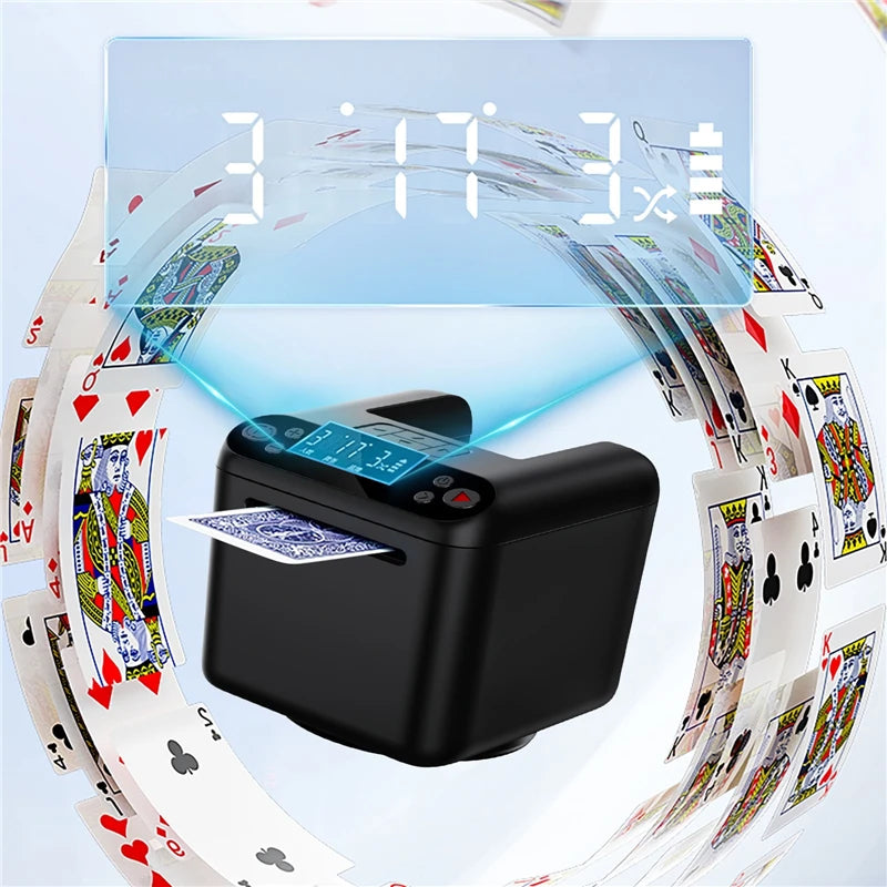3 Decks Poker Playing Card Dealing Machine 360° Rotating Automatic Card Dealer Smart Dispenser Rechargeable 5000mAh