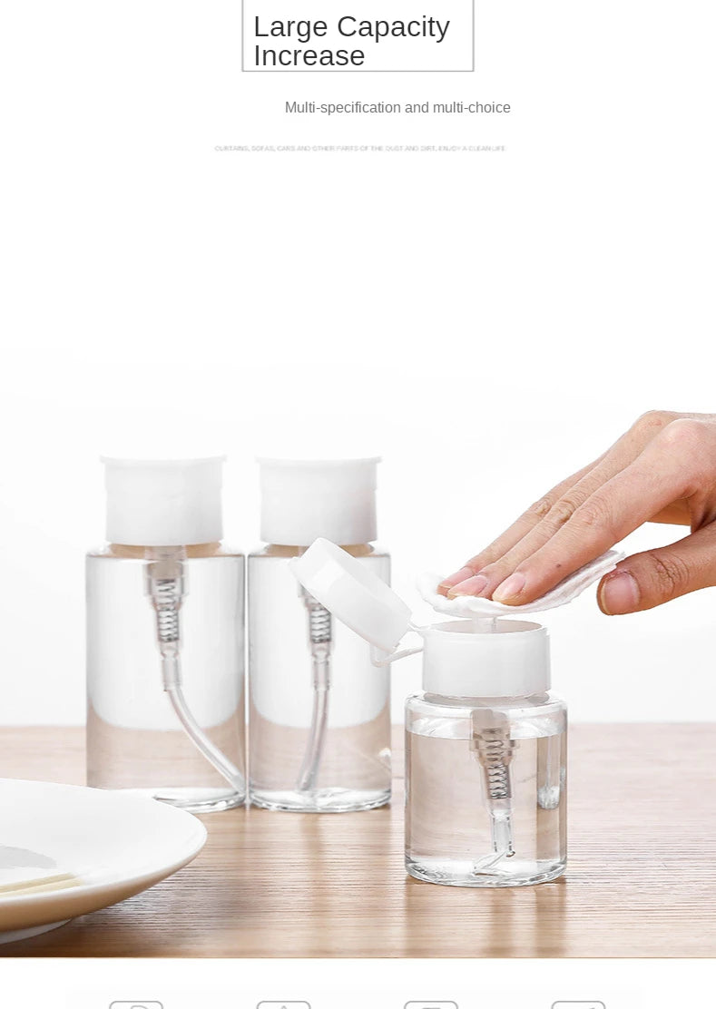 Refillable Push-Type Pump Dispenser Bottle – Empty Bottle for Nail Polish Remover & Makeup