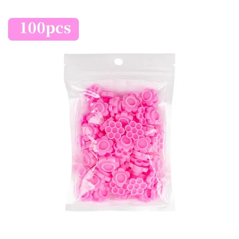 100pcs Eyelash Extension Glue Cup Honeycomb Shaped Tattoo Ink Pigment Holder Container Grafting Eyelashes Auxiliary Makeup Tool