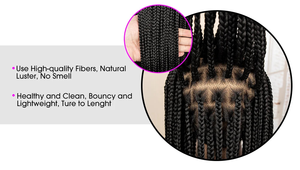 African Braided Hair Wigs Synthetic Full Lace Cornrow Knotless Box Braiding Wigs for Black Women Lace Frontal Crochet Braids Wig