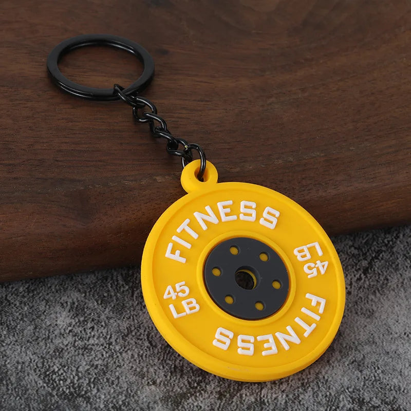 3D PVC Sports Fitness Pendant Mini Barbell Plates Keychain Kettlebells Water Cups Simulation Dumbbell Keyring Creative Bag Charm
