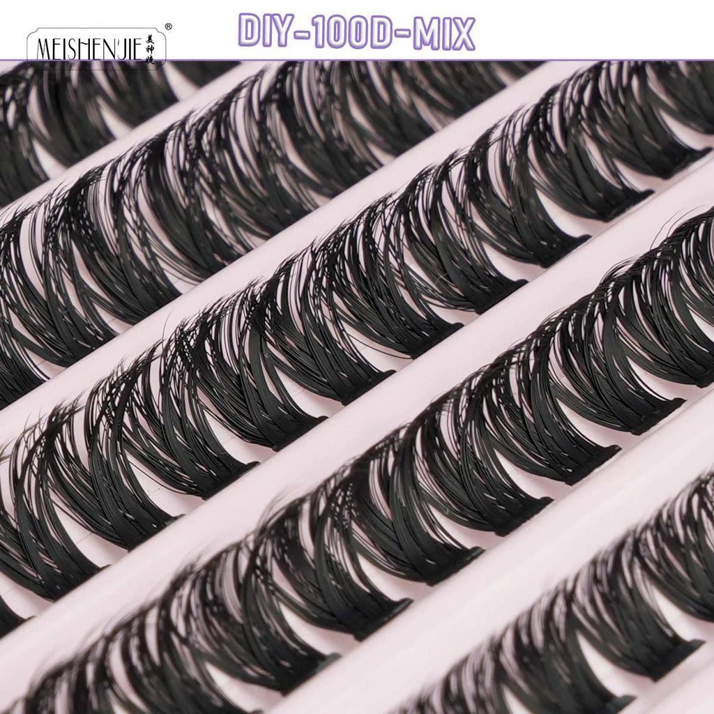 New 10Rows Individual Lashes Kit Natural Long DIY Cluster Eyelashes with Lash Bond and Seal Extension Kit Makeup Tools Faux Cils