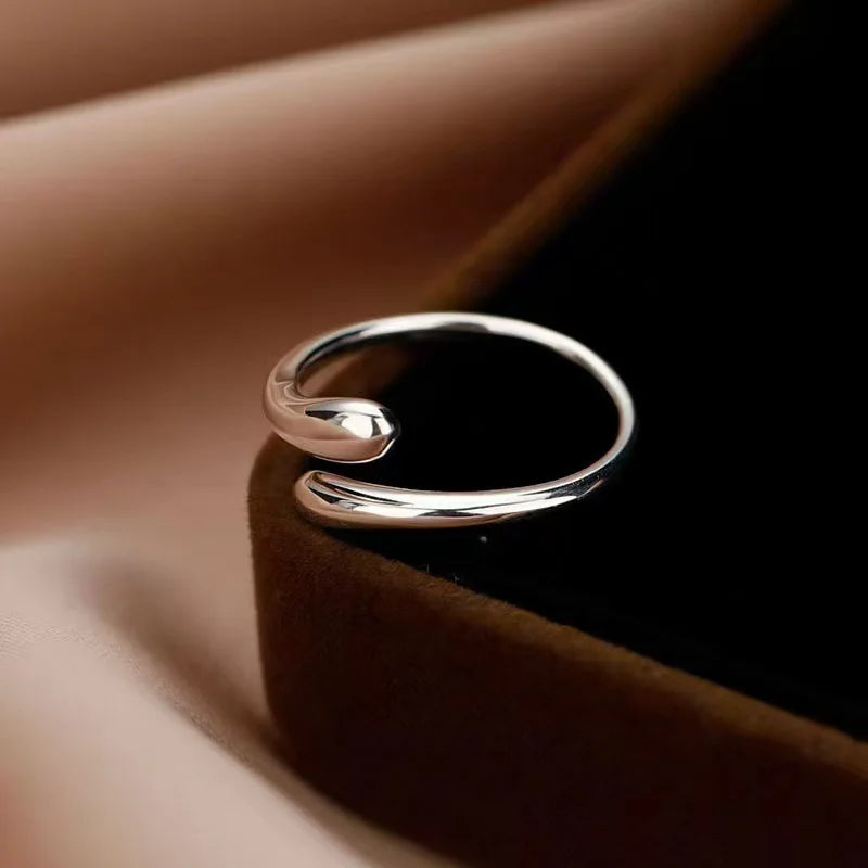 Chunky Adjustable Water Droplet Rings Handmade High Polished Thumb Band Statement Ring for Women Girl Opening Ring