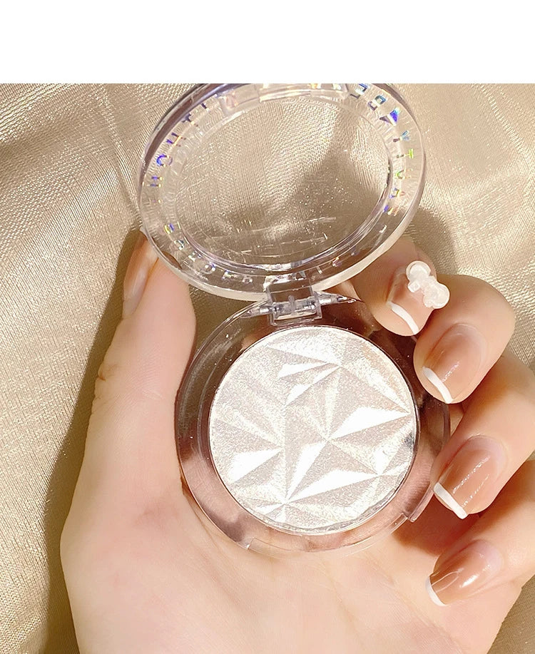 Brightening Face Highlighter Palette Waterproof Monochrome Pearlescent White Silver Highlight Makeup High Gloss Face Repairing