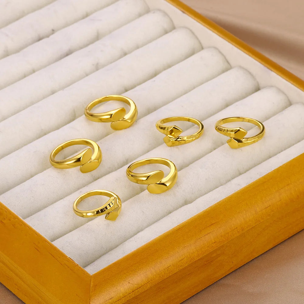Green Cubic Zirconic Evil Eye Rings For Women Stainless Steel Gold Color Open Adjsutable Finger Ring Fashion Jewelry Gift