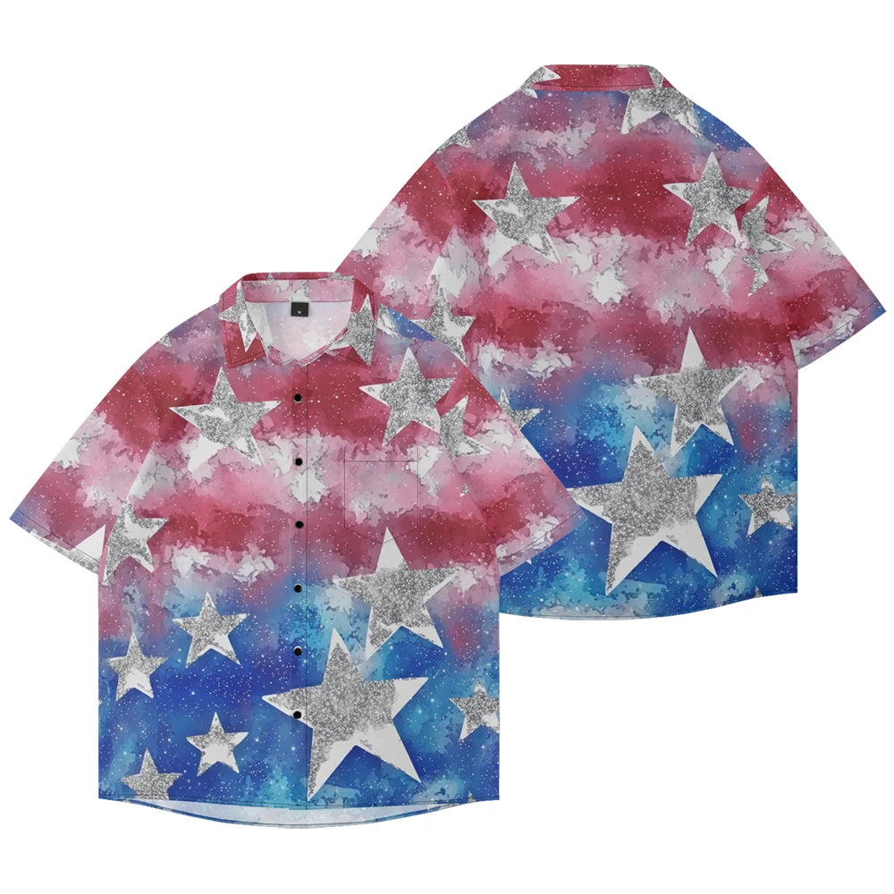 Men's American Flag Hawaiian Shirt – 4th of July Button-Up