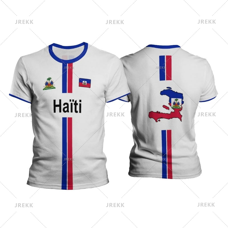 Haiti Football T-Shirt – Men's Oversized Haitian Flag Graphic Tee Y2K Streetwear