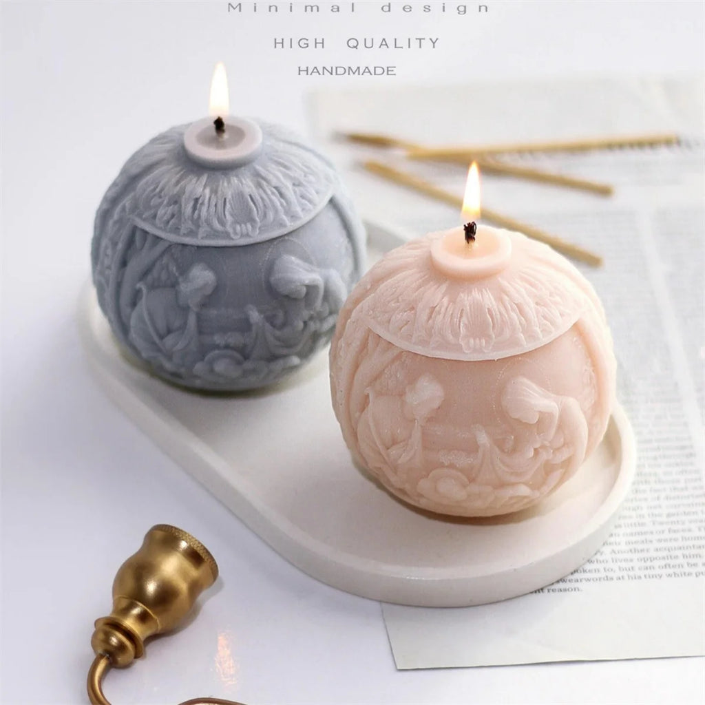 Jesus Family Sphere Silicone Mold | DIY Holy Family Round Ball Resin & Plaster Ornament Mold | Candle & Craft Making Tool