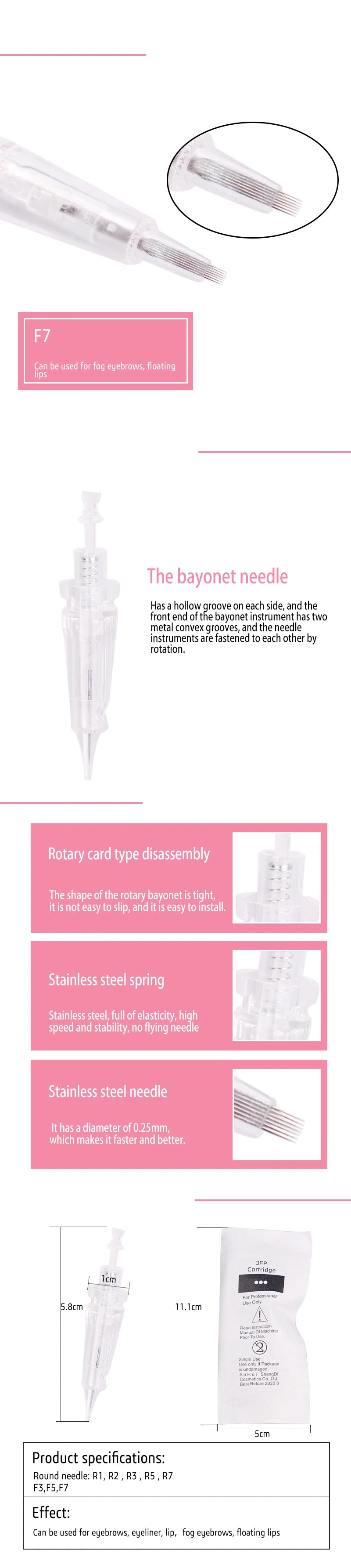 Eyebrow Lip Needles Professional Disposable Semi-Permanent Makeup Tattoo Cartridge Needle R1 R2 R3 R5 R7 for Cartridge Machine