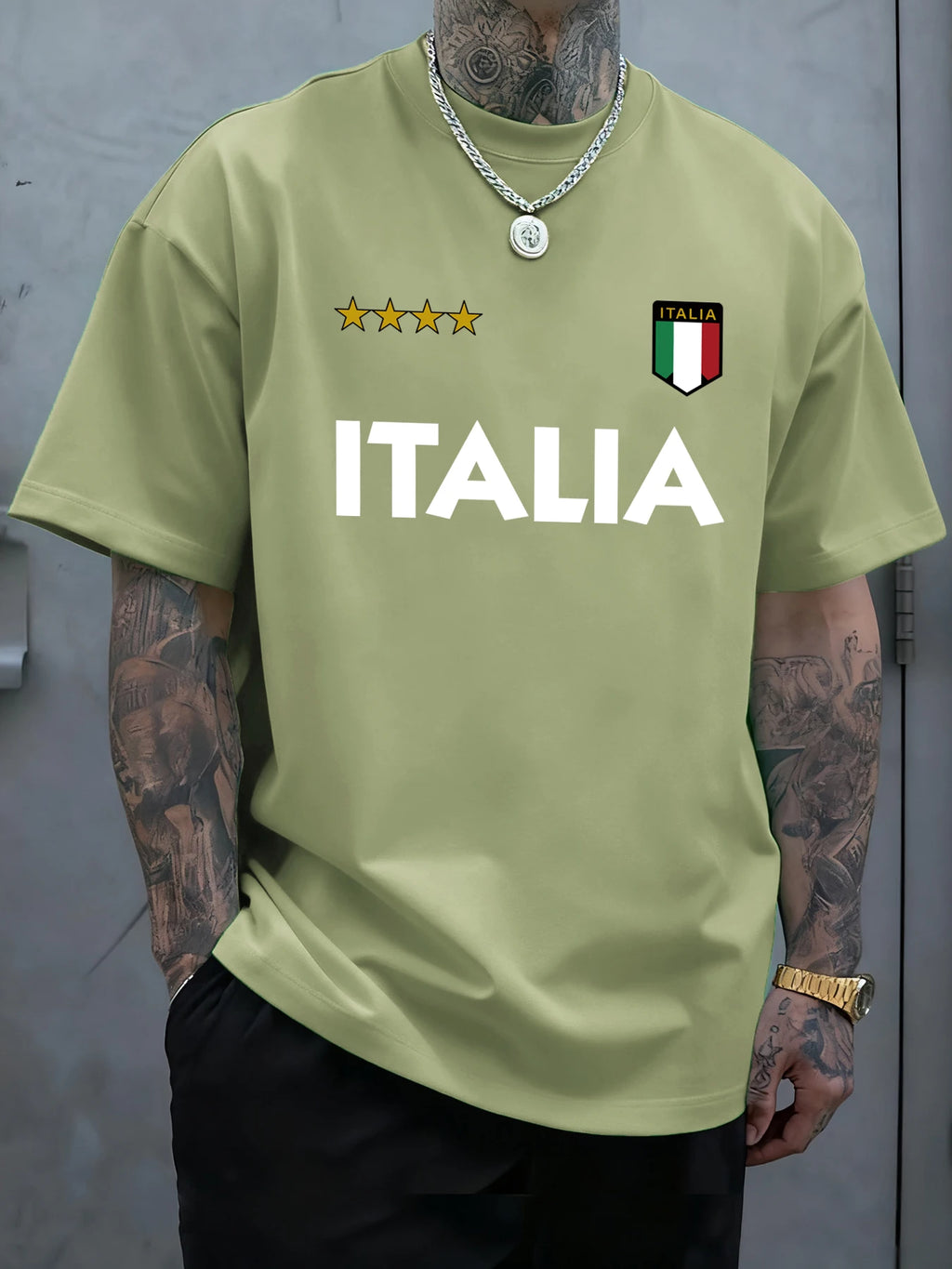 Italian Flag T-Shirt – Unisex Oversized Cotton Casual Summer Tee