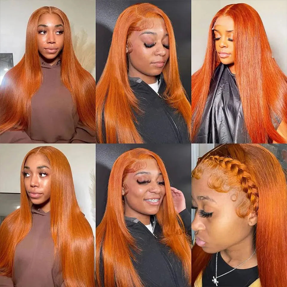 350 Ginger Orange Lace Front Wigs For Human Hair Straight Hair Wig Pre Plucked Brazilian 13x4 Straight Lace Frontal Human Wigs