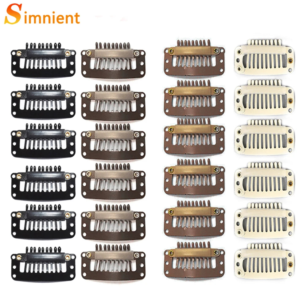 U/T Shape 30Pcs/Lot Clip In Hair Extension Wig Clips For Human Hair Bangs Snap Hair Clips For Extensions Metal Comb For Closure