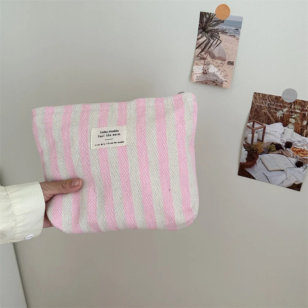 Stripe Cosmetic Bag Waterproof Women Cosmetic Bag Small Bag Storage Makeup Case,Travelling Pouch Organizer for Lady