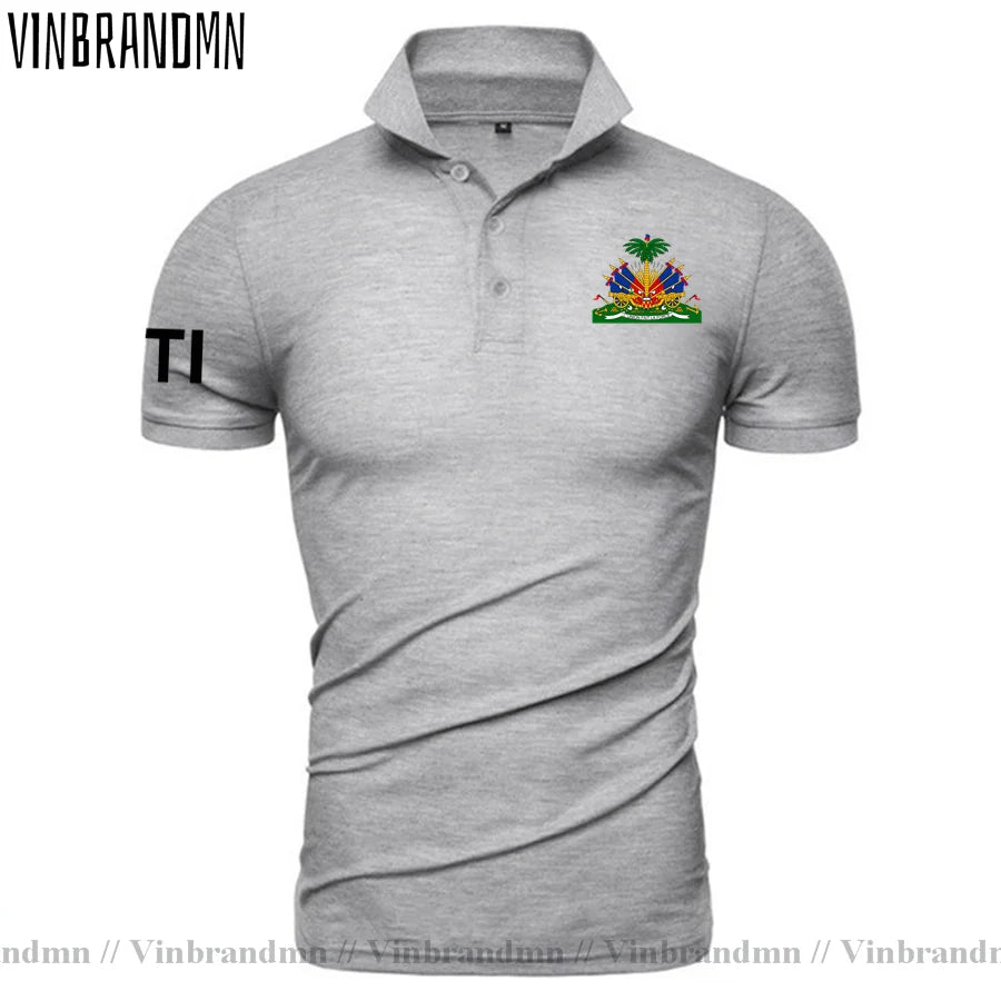 Haiti Haitian Flag Polo Shirt – Men's 100% Cotton Short Sleeve Casual Top