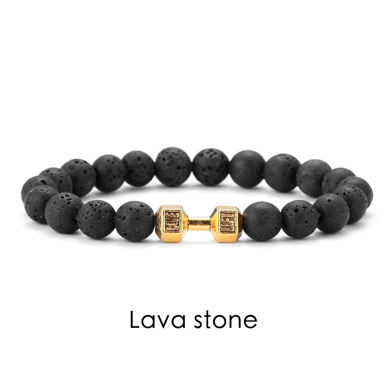 Natural Volcanic Stone Bracelet – Matte Black Lava Bead Fitness Bracelet for Men & Women