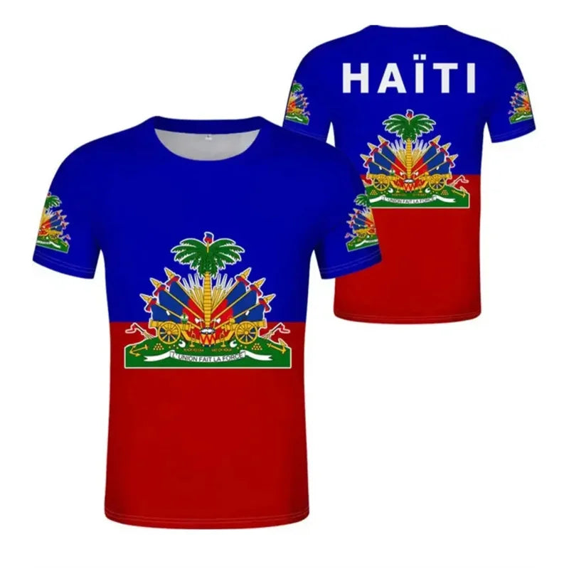Haitian Flag & National Emblem 3D Print T-Shirt – Men's Short Sleeve Fashion Tee