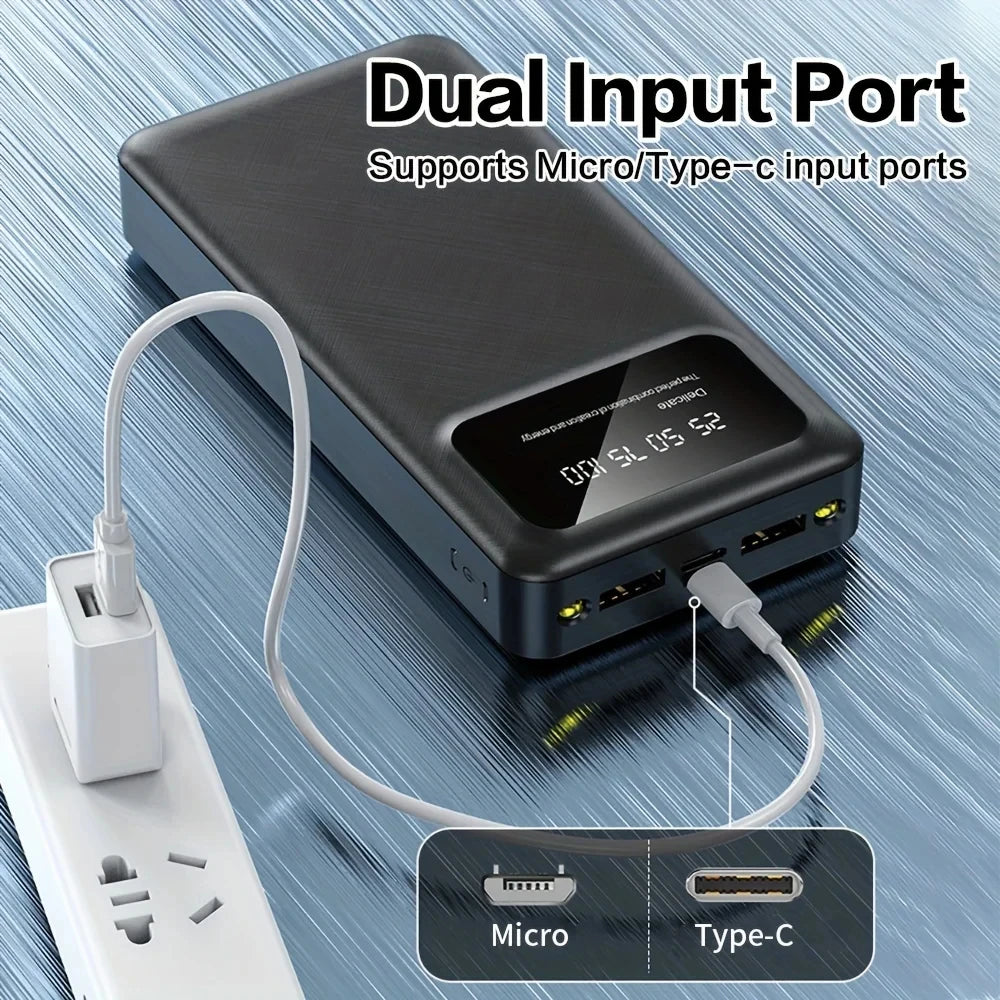 50000mAh Portable Power Bank – USB Fast Charging with LED Display for iPhone & Android