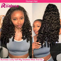 Vietnamese Burmese Curly Half Wig Glueless  Raw Human Hair Half Wig With Drawstring Seamless Clips Deep Wave 3 IN 1 Half Wig