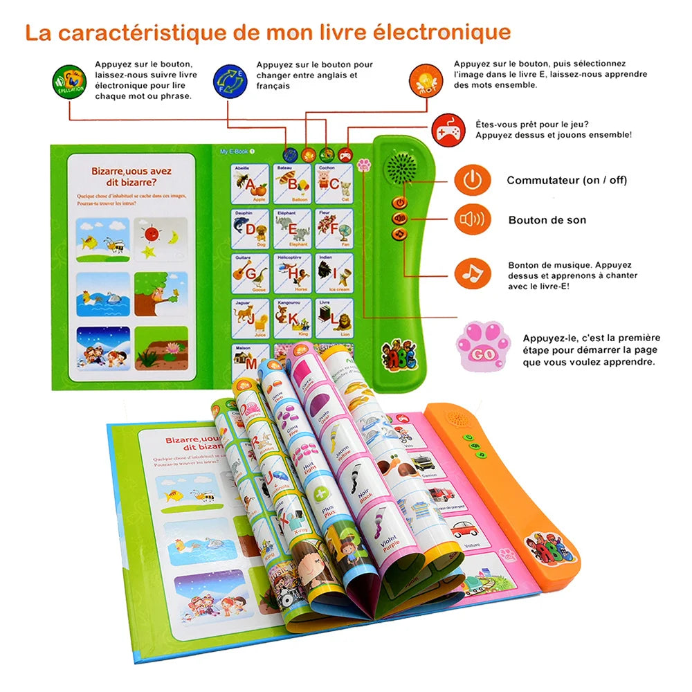 Kids Talking Book – French & English Interactive Early Education Language Learning Toy
