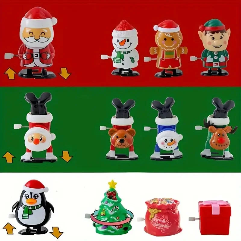 Wind-Up Jumping & Walking Figurines | Santa Claus & Snowman Clockwork Toys | Christmas Party Favors & Home Decor Ornaments
