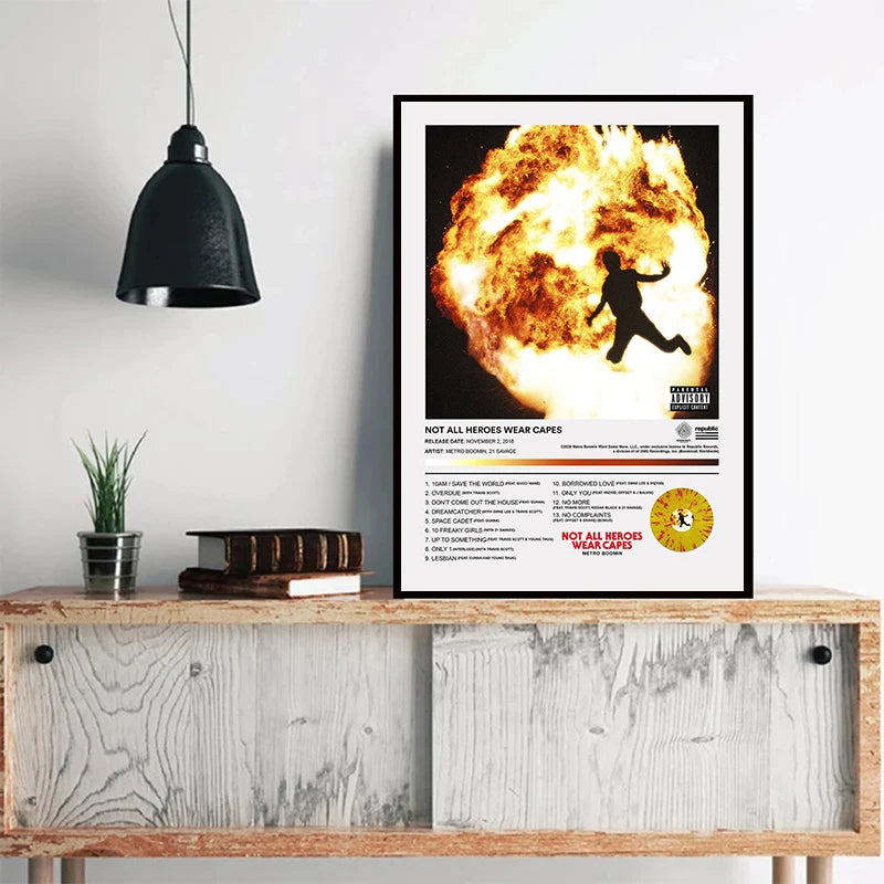Metro Boomin Heroes & Villains Canvas Print | Hip-Hop Music Album Wall Art Poster | Unframed | Home & Club Decor