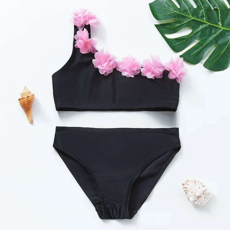 Kids Rainbow Bikini Set – Girls Two-Piece Flounce Swimsuit (Ages 2–10)