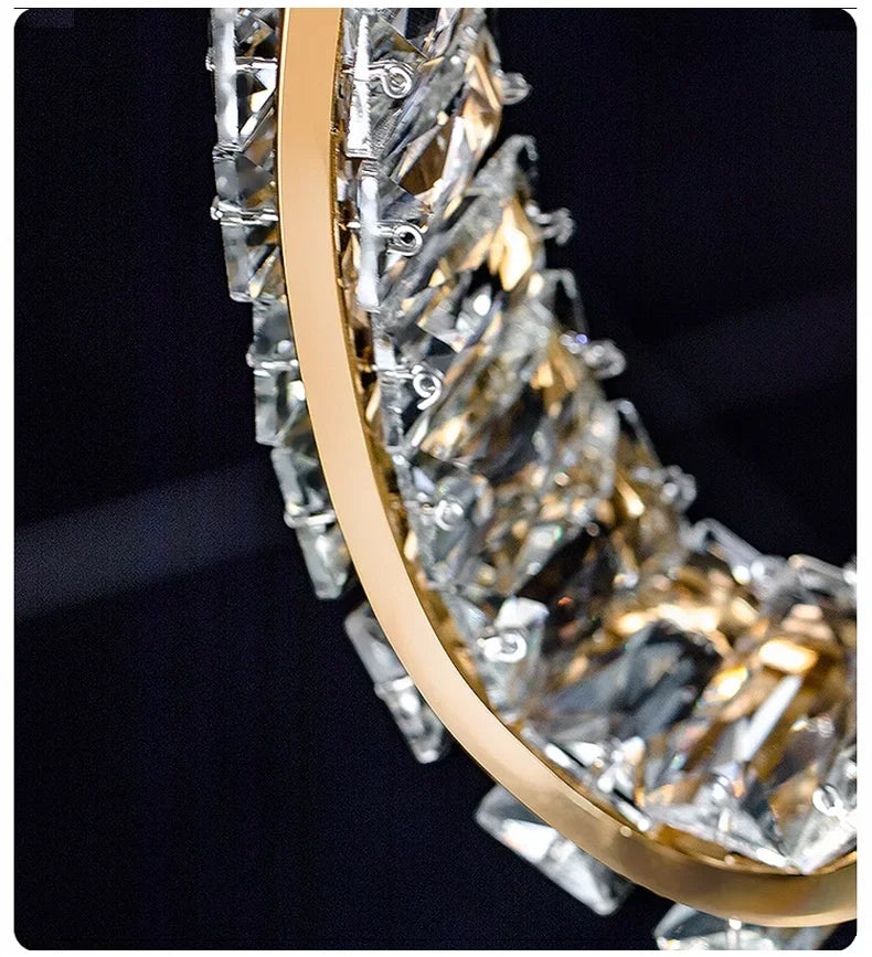 Luxury LED Crystal Pendant Light | Modern Chandelier for Bedroom & Living Room | 3 Color Modes | 90–260V