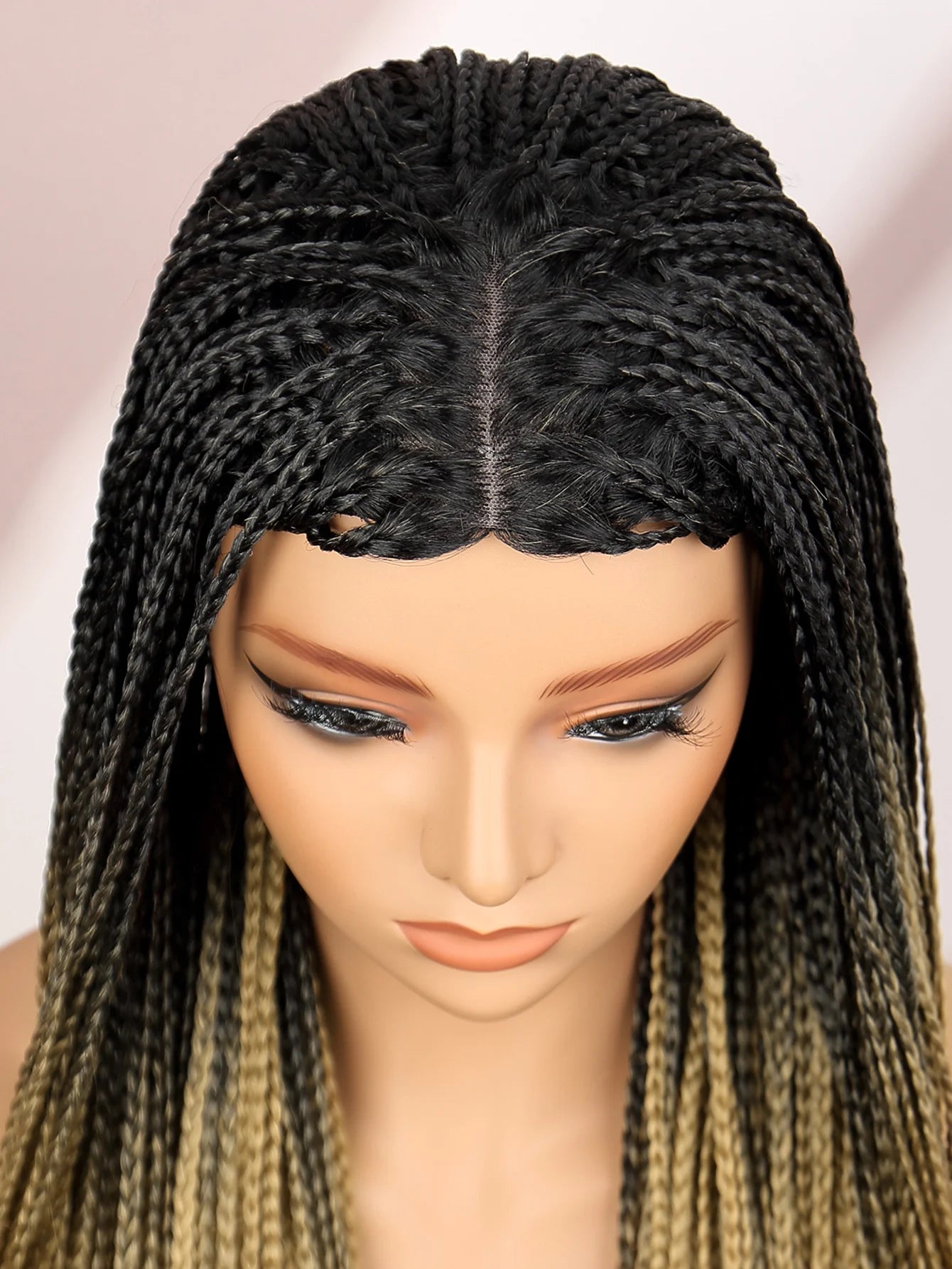 Premium Synthetic Braided Wigs Ombre Colors Protective Style Machine Made Braided Wig 32 inch Long Wigs For Black Women