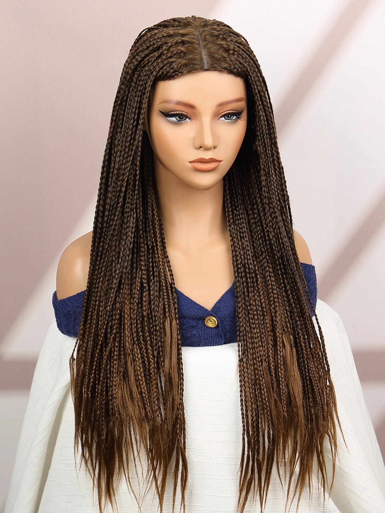 Premium Synthetic Braided Wigs Ombre Colors Protective Style Machine Made Braided Wig 32 inch Long Wigs For Black Women
