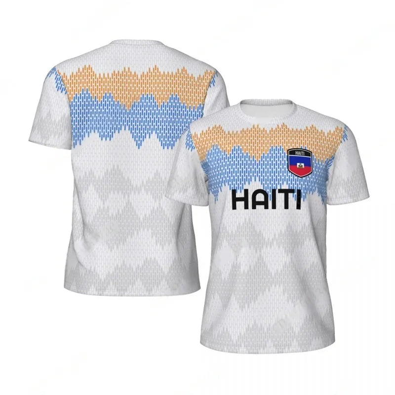 Haiti Flag Football 3D Print Sport T-Shirt – Men's Breathable Round Neck Tee