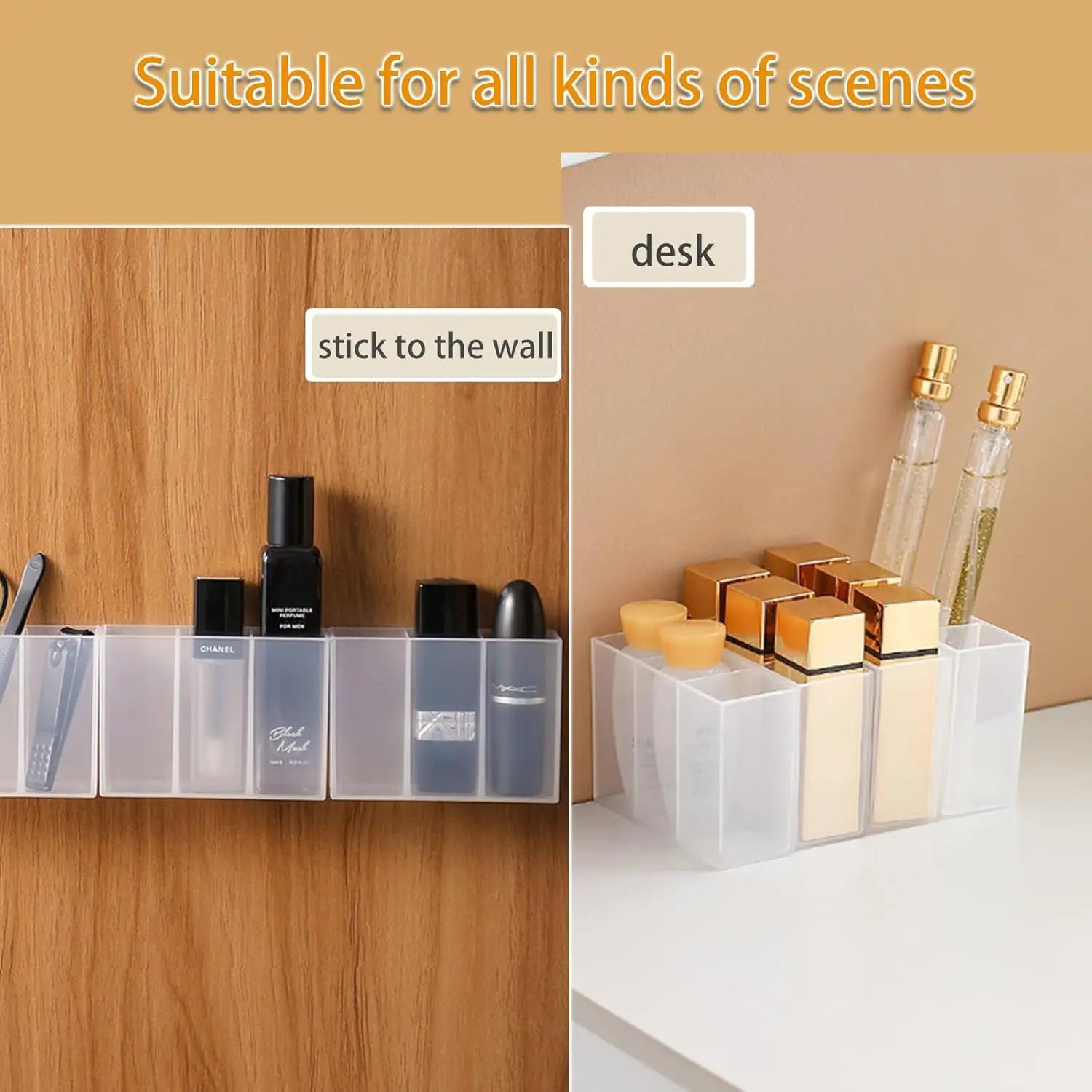 lipstick storage box, makeup brush storage,  wall mounted transparent ,three compartment classified lipstick rack, lipstick box