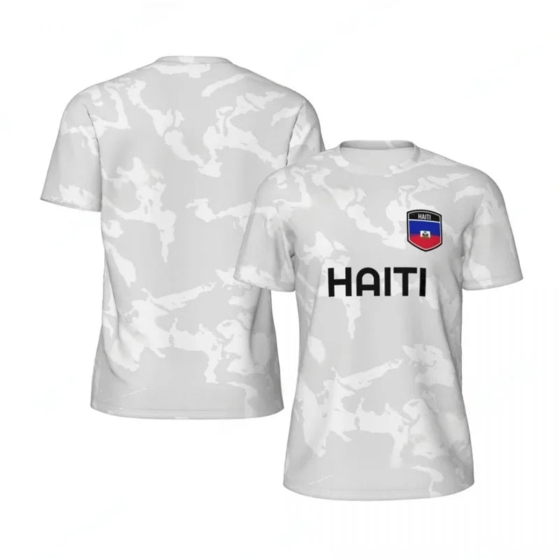 Haiti Flag Football 3D Print Sport T-Shirt – Men's Breathable Round Neck Tee
