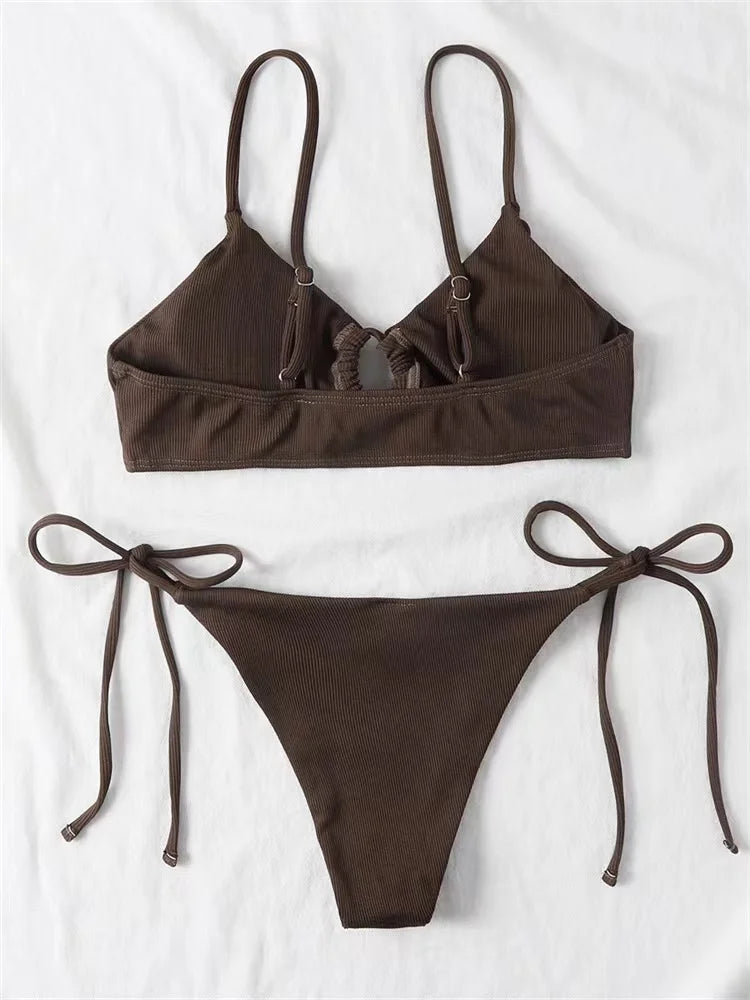 Low Waist Solid Brazilian Bikini Set – Women's 2-Piece Swimsuit