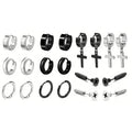Simple Stainless Steel Zircon Stud Earrings For Men, Cross Pendant Hoop Earrings For Daily Wear