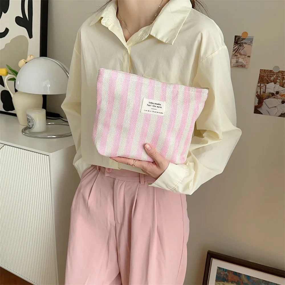 Stripe Cosmetic Bag Waterproof Women Cosmetic Bag Small Bag Storage Makeup Case,Travelling Pouch Organizer for Lady