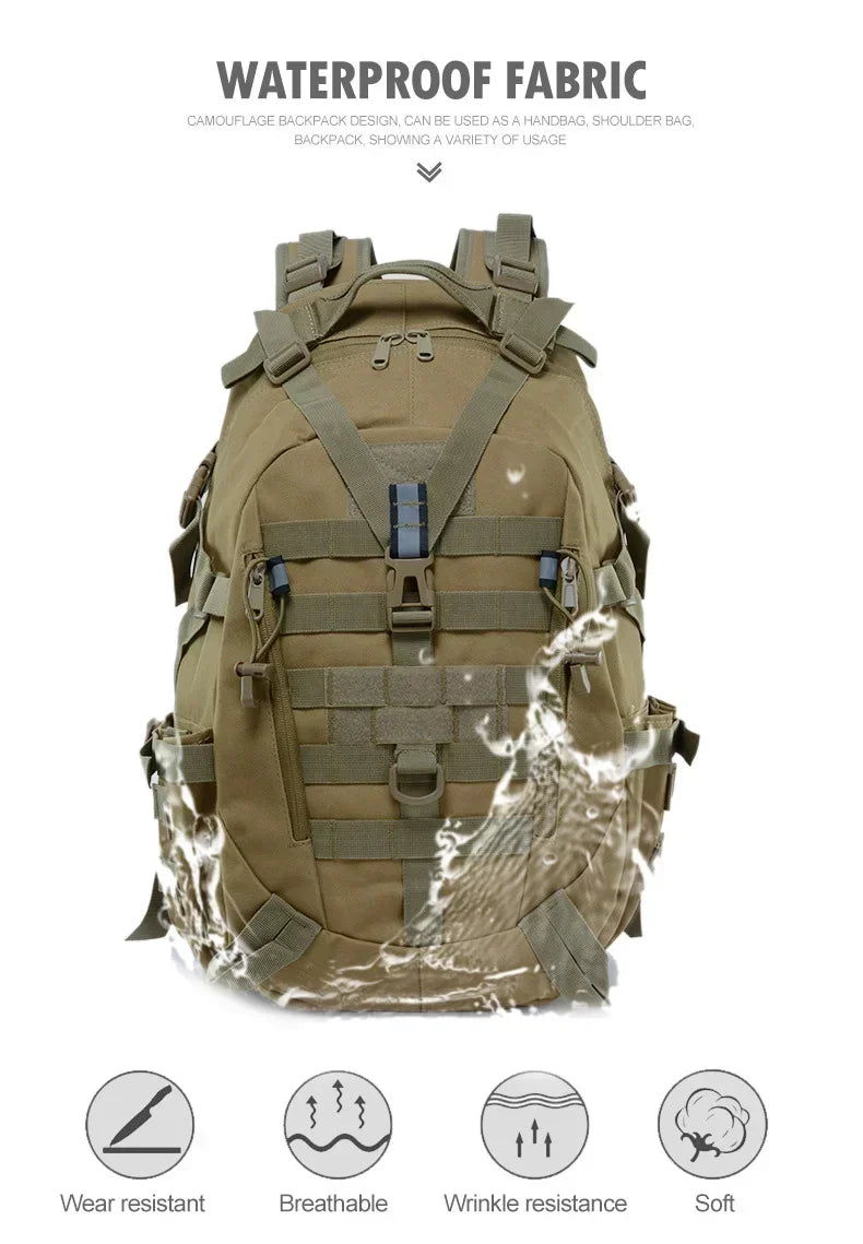 40L Camping Hiking Backpacks Tactical Backpack for Men/women Reflective Outdoor Climbing Rucksack Bag Survival Molle Travel Bags