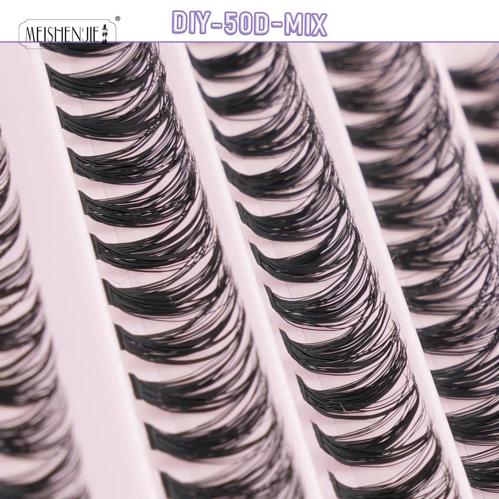 New 10Rows Individual Lashes Kit Natural Long DIY Cluster Eyelashes with Lash Bond and Seal Extension Kit Makeup Tools Faux Cils