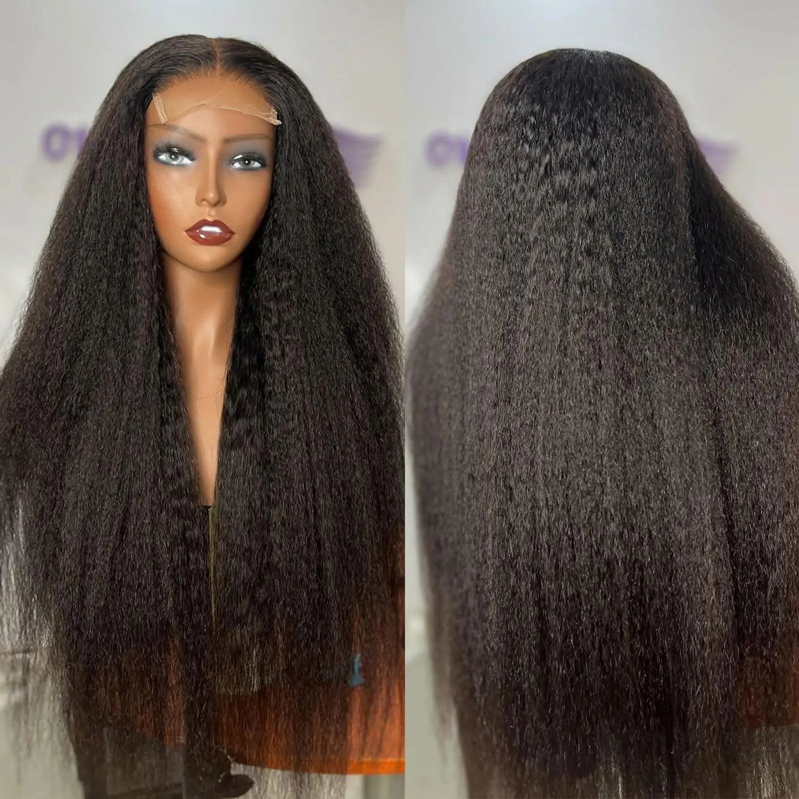 Glueless Kinky Straight Short Human Hair Wig 4x4 13x4 Frontal HD Transparent Lace Peruvain Remy Soft Yaki Wig Ready To Wear