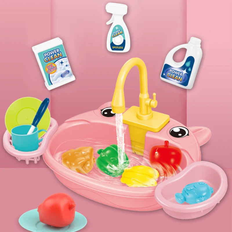 Kids Mini Sink Kitchen Toy Set Dishwashing Simulated Educational Play House Games Sink Set Children Christmas Gift Kitchen Toys
