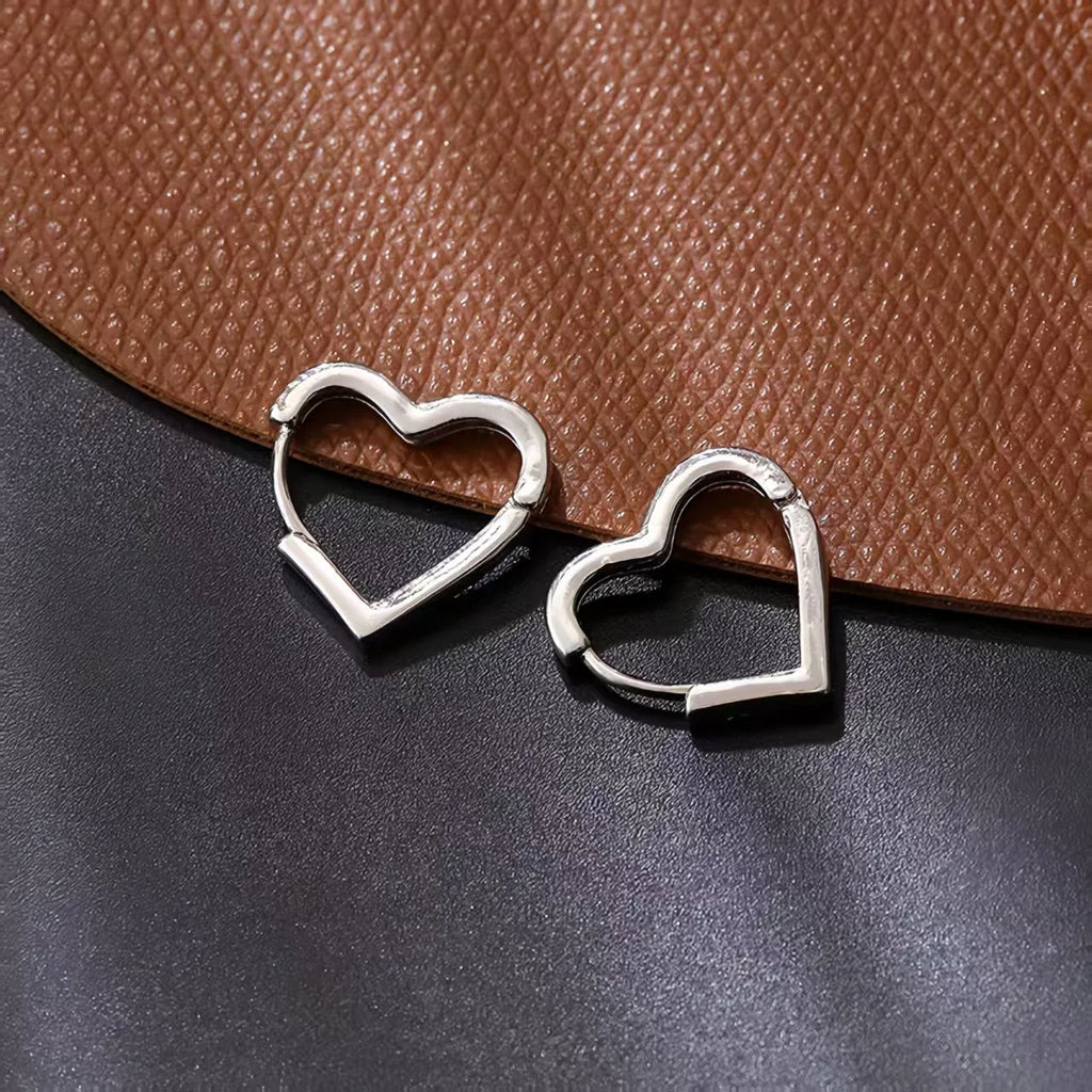 Heart Hoop Earrings Gold Color Metal Love Earrings Minimalist Fancy Girl Gift Fashion Jewelry for Women