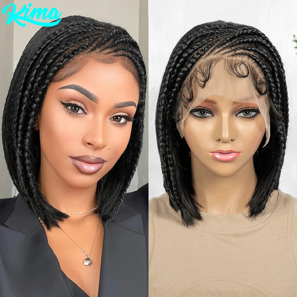 Synthetic Cornrow Braided Wigs Straight 13x4 Lace Frontal Wig With Baby Hair Partition Design With Braided For Black Women