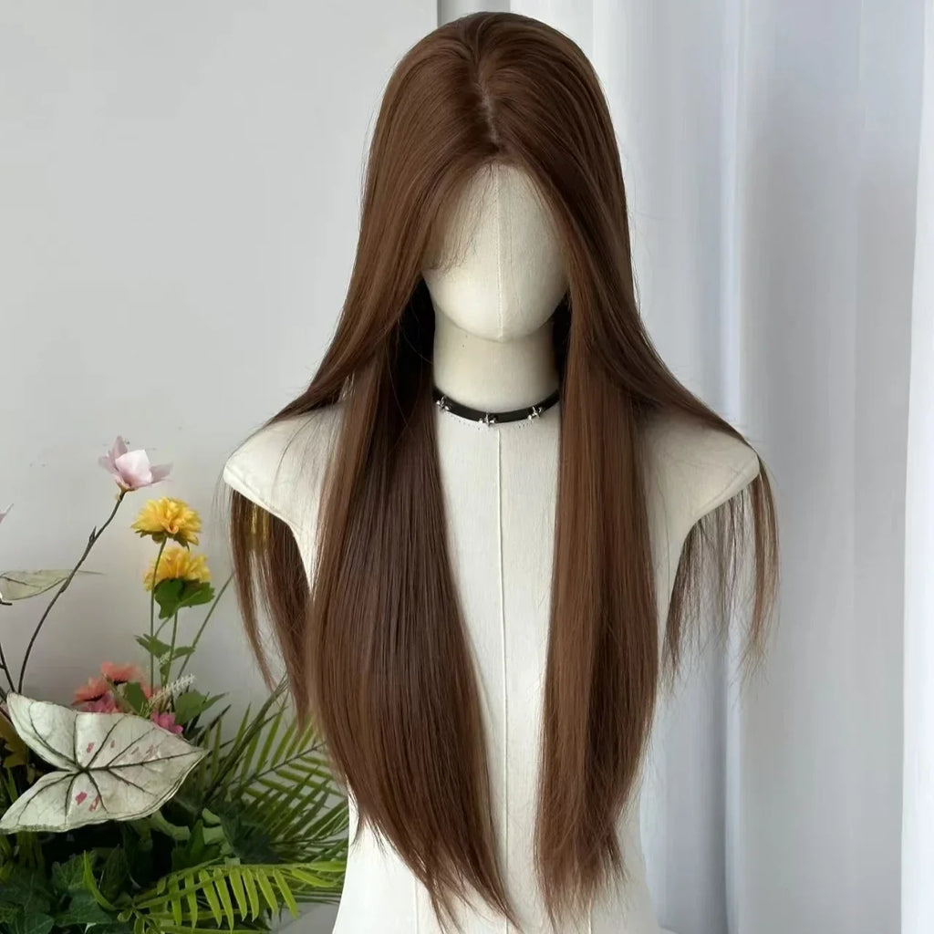 Brown Wig Long Shtriaght Hair Wig 24inch Light Brown Synthetic Wigs for Women Daily Use Heat Resistant Fibers Headband Wig 가발