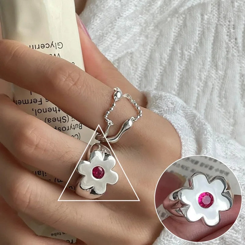 925 Sterling Silver Water Drop Ring For Women Gift Geometric Punk Exaggeration Trend Hiphop Jewelry Accessories Dropshipping