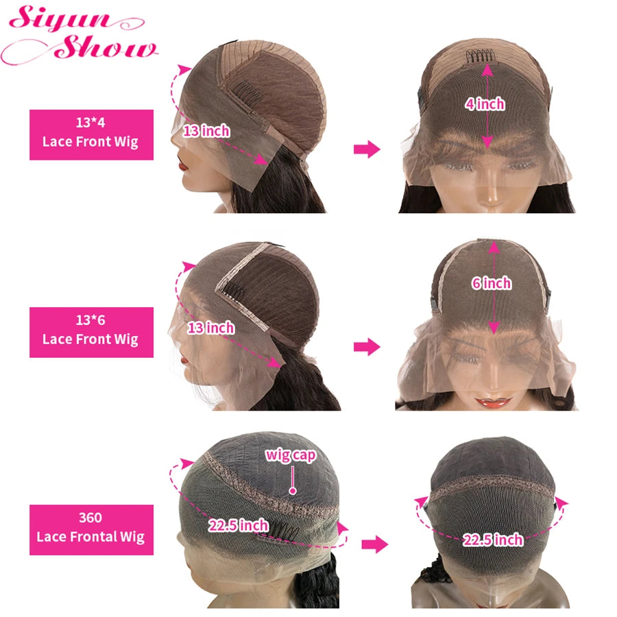 Siyun Show Body Wave Lace Front Wig 360 Full Lace Frontal Wig 250 Density HD Transparent 13x6 Lace Frontal Human Hair Wigs