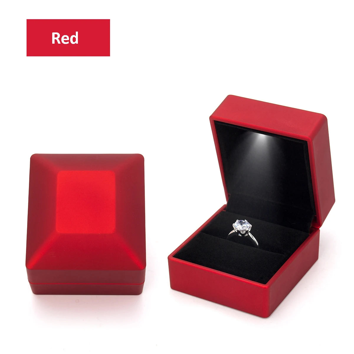 1 Pcs LED Jewelry Ring Box Luxury Velvet Rubber Necklace Pendant Gifts Display With Light For Proposal Engagement Wedding 2030