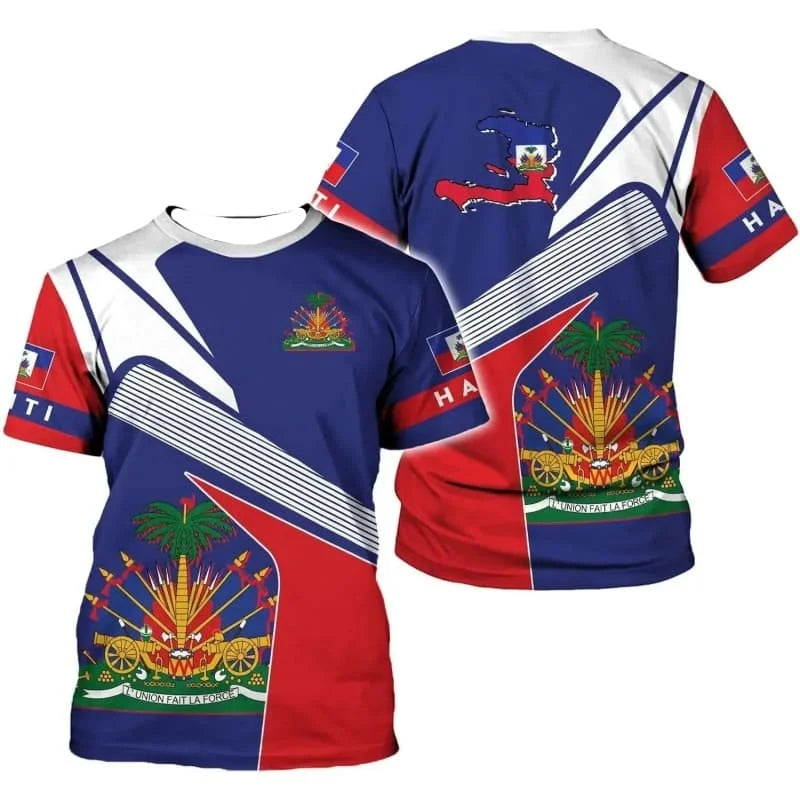 Haiti Flag 3D Print T-Shirt – Men's Casual Short Sleeve Streetwear Tee