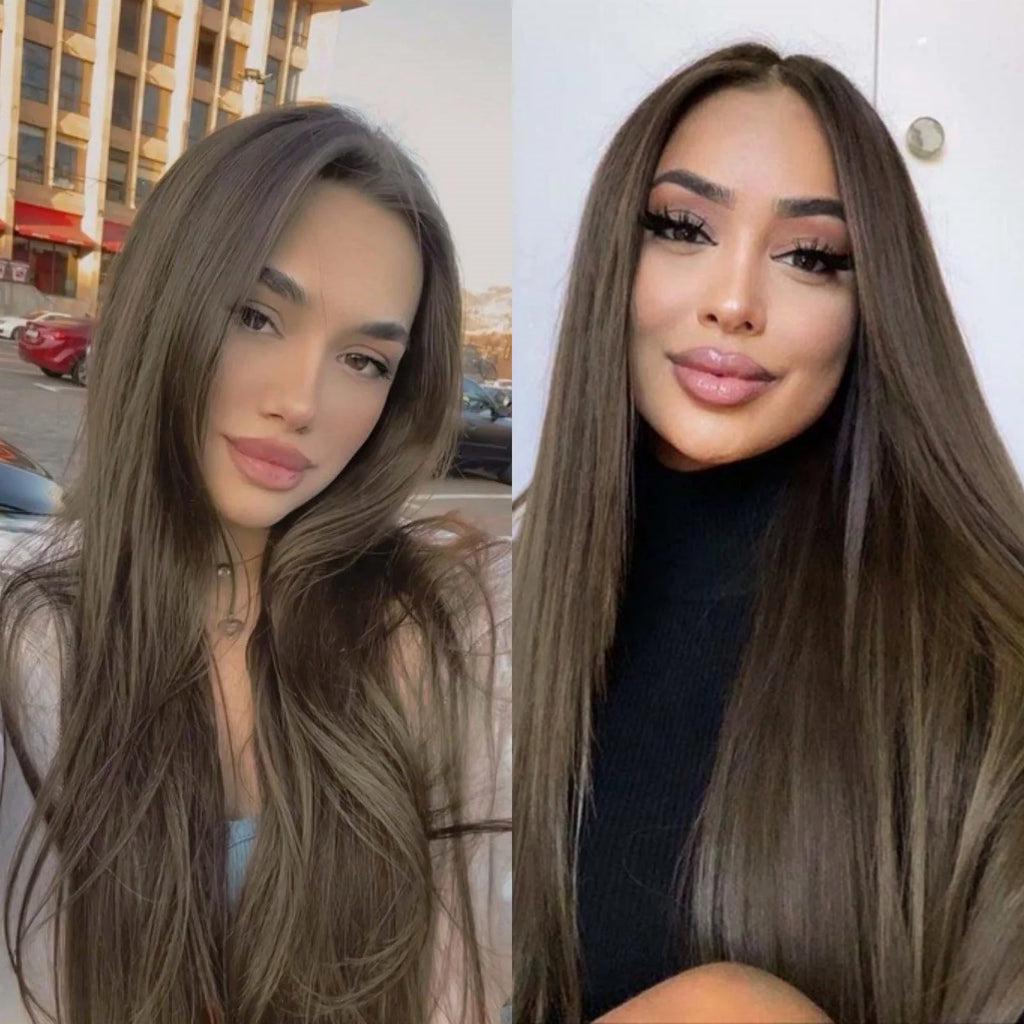 13X4 Brown Wig Long Straight Synthetic Hair Lace Front Wig Natural Light Brown Brunette Colored Lace Frontal Wigs for Women