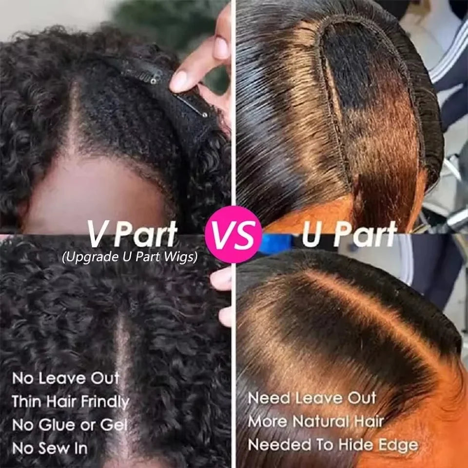 16-34Inch Straight V Part Human Hair Wigs Straight Brazilian Wig For Women Cheap U part Human Hair Head Clip In Half Wig No Glue